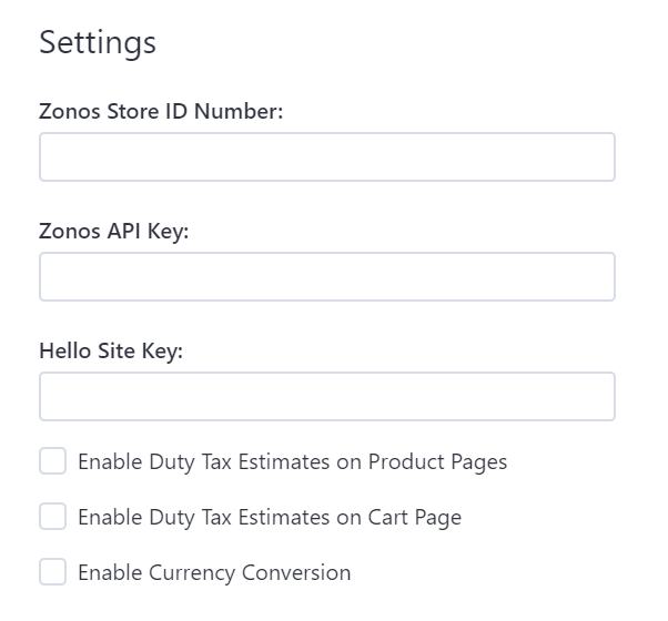 Input account credentials in Zonos Dashboard.